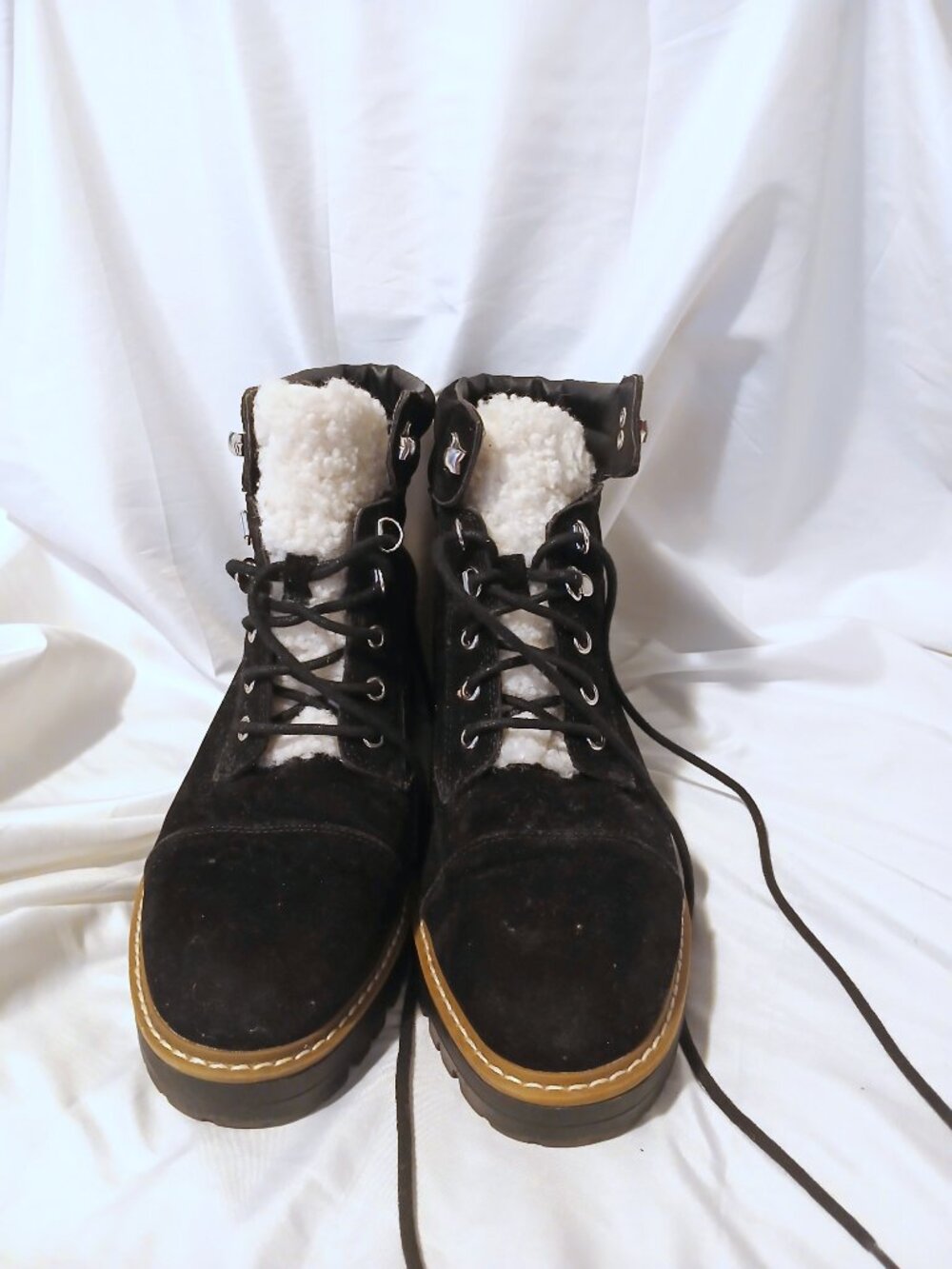 Time And Tru Combat-Style Boots 9 Cozy Cold Weather Hiking Casual Memory Foam - Picture 3 of 7